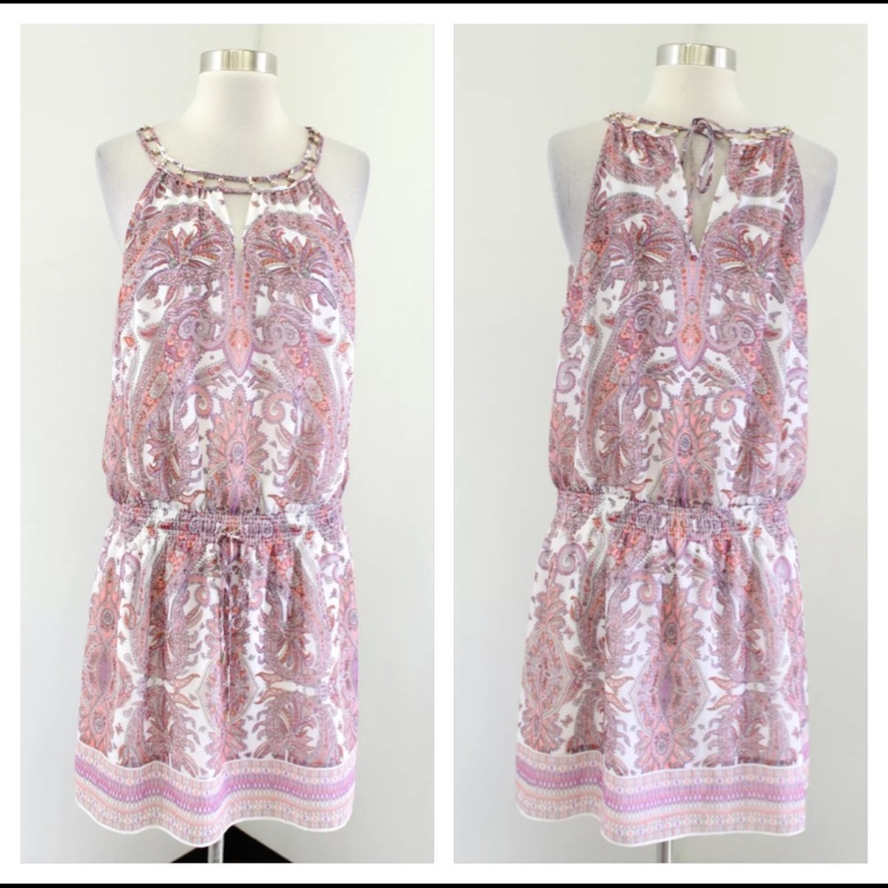 White House Black Market Paisley Pink Dress XXS